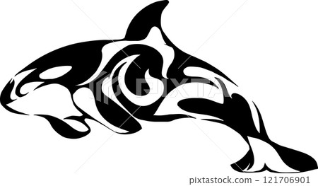 虎鯨插畫紋身標記 虎鯨插畫紋身標記 121706901