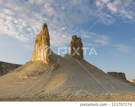 Bozjyra, Kazakhstan, Mangistau, rock formations illuminated by the setting sun Bozjyra, Kazakhstan, Mangistau, rock formations illuminated by the setting sun 121707274