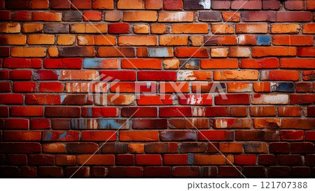 16:9 size old brick background material colorful AI generated material 121707388