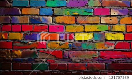 16:9 size old brick background material colorful AI generated material 16:9 size old brick background material colorful AI generated material 121707389