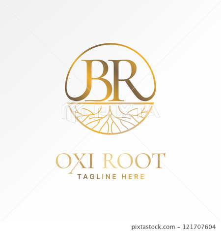 Logo design graphic concept creative premium vector stock image graphic initial BR serif font roots plant circle line monogram botanical nature brand 121707604