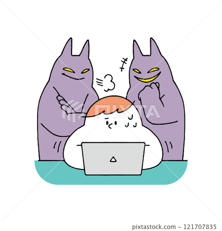 在受到惡意人員監視的情況下在電腦上工作的人 121707835