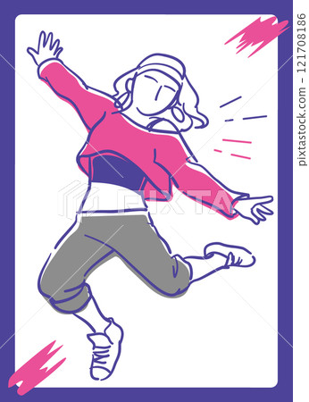 跳嘻哈舞的人。向量插圖材料。 跳嘻哈舞的人。向量插圖材料。 121708186