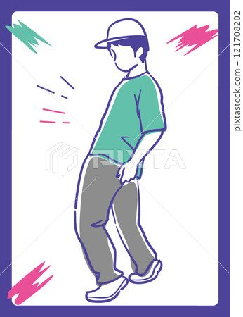 跳嘻哈舞的人。向量插圖材料。 121708202