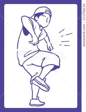 跳嘻哈舞的人。向量插圖材料。 121708216