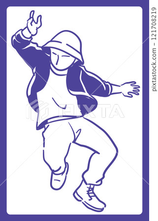 跳嘻哈舞的人。向量插圖材料。 121708219