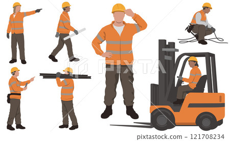 Construction workers vector illustration set 121708234
