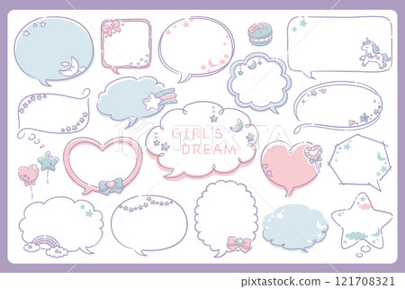 Yumekawa,少女柔和色調語音氣泡/框架材質。向量插圖材料。 Yumekawa,少女柔和色調語音氣泡/框架材質。向量插圖材料。 121708321
