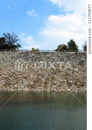Mihara Castle Ruins: Stone wall of the castle tower Mihara Castle Ruins: Stone wall of the castle tower 121708657