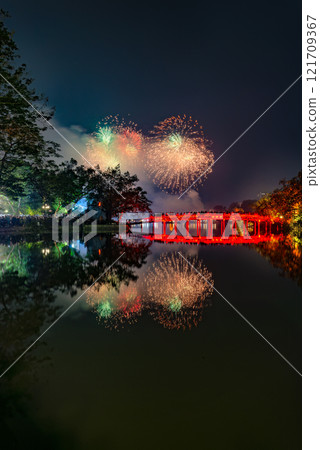 Fireworks night at Hoan Kiem Lake Fireworks night at Hoan Kiem Lake 121709367