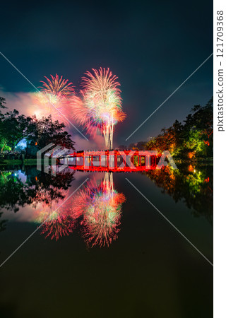 Fireworks night at Hoan Kiem Lake Fireworks night at Hoan Kiem Lake 121709368