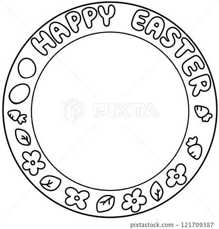 Happy Easter Circle Sign Line Illustration Happy Easter Circle Sign Line Illustration 121709387