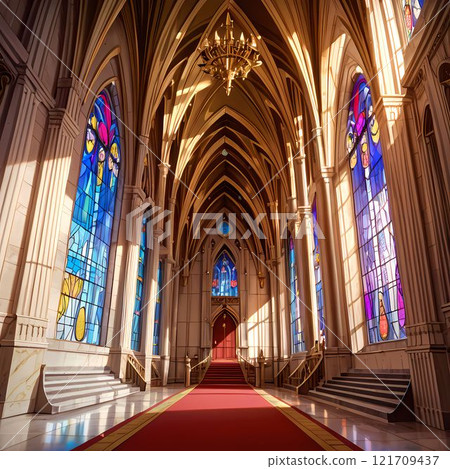 Beautiful stained glass cathedral 121709437