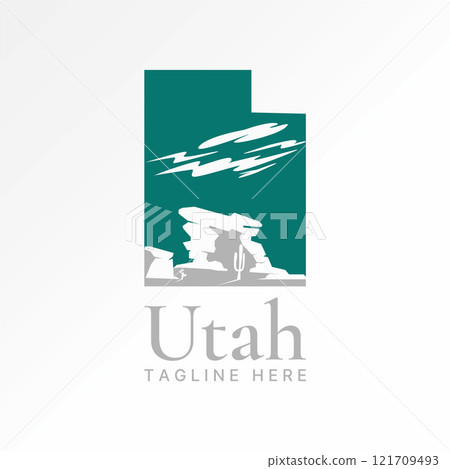Logo design graphic concept creative premium vector stock image graphic Utah maps stone canyon arch arizona to ancient indian national desert landmark 121709493