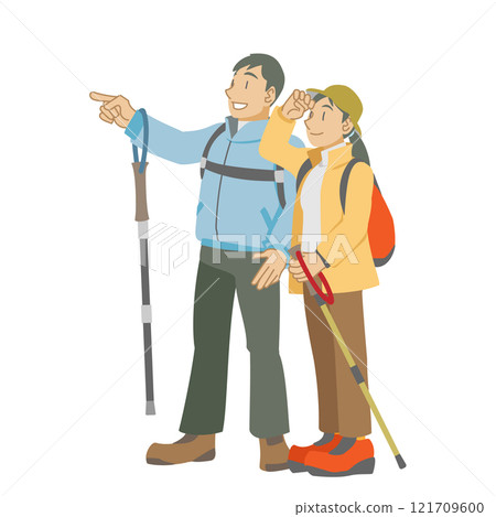 Couple enjoying the view from afar Couple enjoying the view from afar 121709600