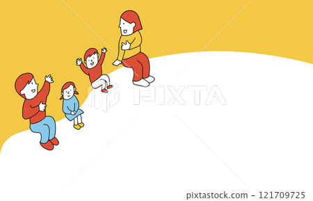 四口之家談話標題的插圖框架 四口之家談話標題的插圖框架 121709725