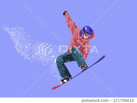 滑雪板和雪煙插圖 滑雪板和雪煙插圖 121709818