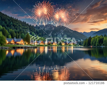 湖邊煙火風光-15 湖邊煙火風光-15 121710186