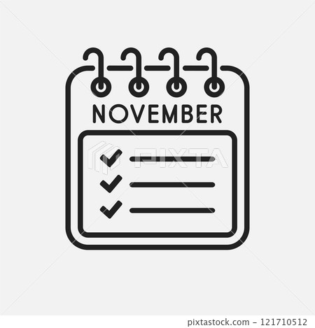 Icon calendar November month, to-do list checklist Icon calendar November month, to-do list checklist 121710512