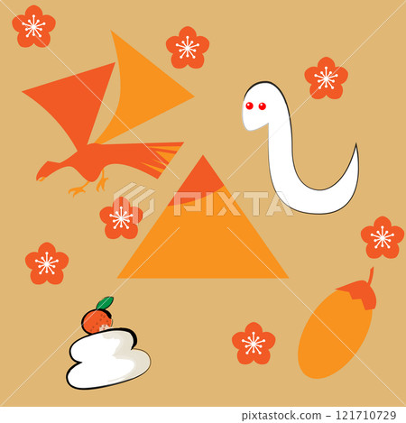 Fuji, hawk, eggplant, auspicious New Year background material Fuji, hawk, eggplant, auspicious New Year background material 121710729