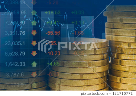 Stock market finance business, economy trend graph digital technology. 121710771