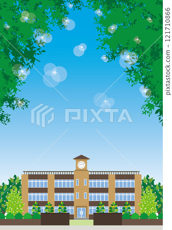 新綠季節的校舍插圖 121710866