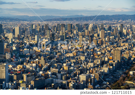 Osaka cityscape evening view Osaka cityscape evening view 121711015