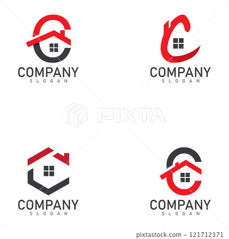 c letter real estate logo design template home vector 121712371