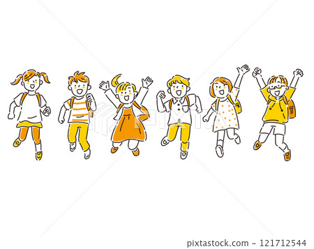 一群背著書包的孩子向我跑來 121712544