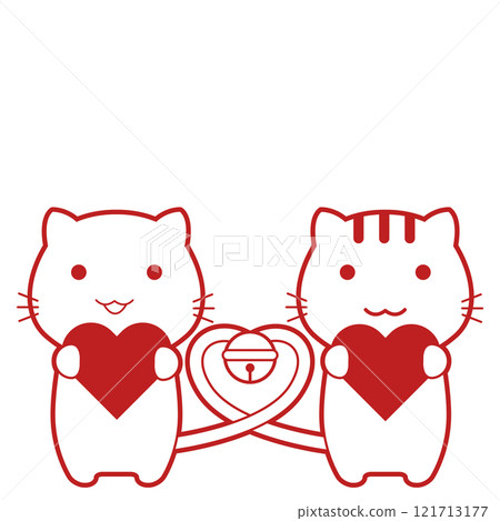 Cat holding a heart Valentine's Day material 121713177