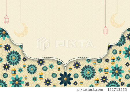 A decorative background featuring traditional lanterns and floral elements, perfect for Islamic celebrations including Ramadan, Eid festivals, and Hari Raya. A decorative background featuring traditional lanterns and floral elements, perfect for Islamic celebrations including Ramadan, Eid festivals, and Hari Raya. 121713253