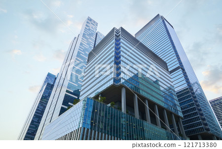 Modern skyscrapers reaching for the sky in singapore's financial district 121713380