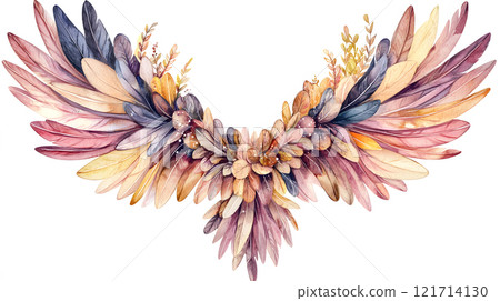 Boho Christmas angel ornament clipart with feathered 121714130