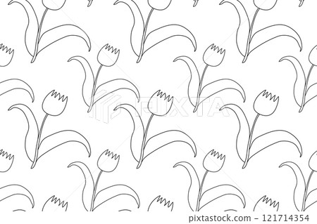 Black and White Tulip Pattern for Coloring 121714354
