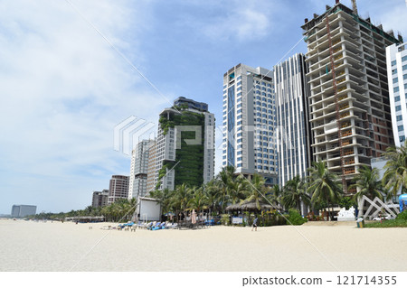 High-rise hotels on My Khe Beach in Da Nang, Vietnam 121714355