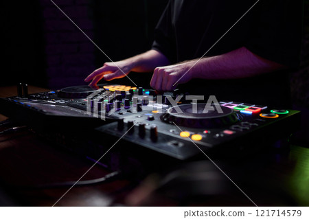 Audio Mixing Console in a Recording Studio with advanced sound production capabilities 121714579