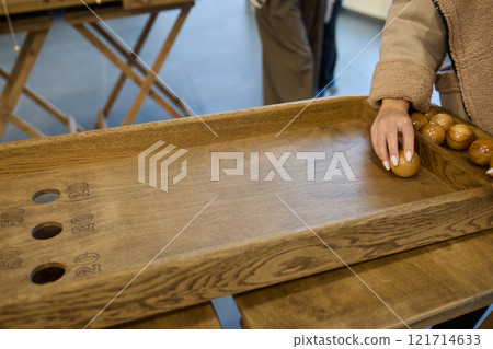 Enjoy a Classic Shuffleboard Game with a beautifully crafted Wooden Board and Puck for fun Enjoy a Classic Shuffleboard Game with a beautifully crafted Wooden Board and Puck for fun 121714633
