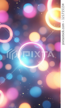 Vibrant circles with glowing lights in colorful background 121715134