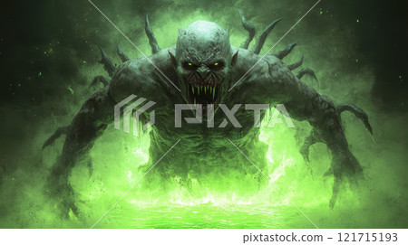 grotesque demon with sharp fangs and multiple arms grotesque demon with sharp fangs and multiple arms 121715193