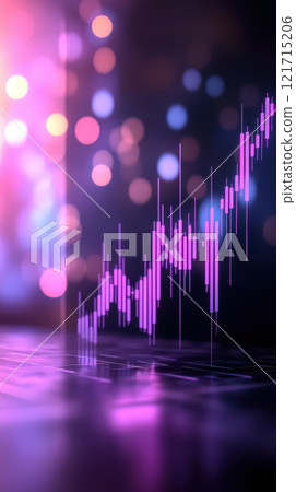 Dynamic stock market graph with vibrant colors and lights 121715206
