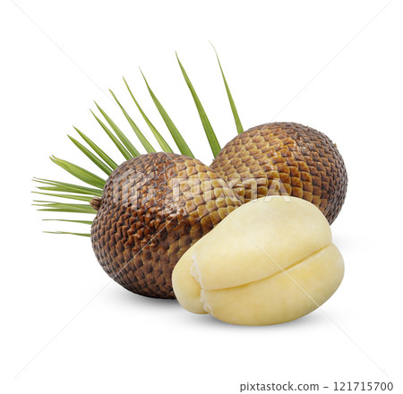 Salacca or zalacca fruit with leaves isolated on white background 121715700
