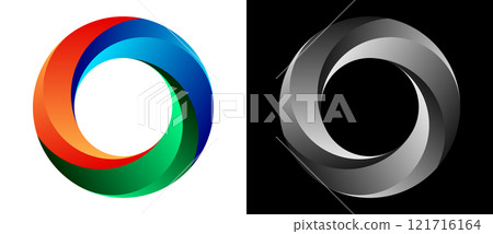 Creative abstract colorful circle. Geometric spiral as logo or icon template. 121716164