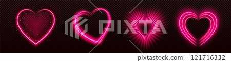 Neon pink heart shapes collection Neon pink heart shapes collection 121716332