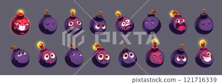 Bomb characters set isolated on black 121716339