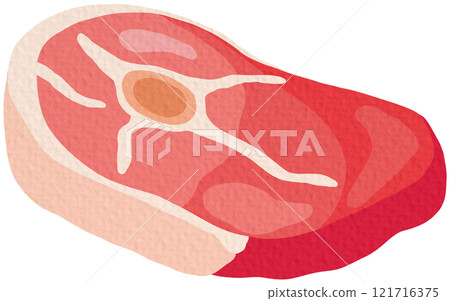 Pork meat piece with bone. Cut fresh meaty steak. Vector illustration isolated on white background.	 Pork meat piece with bone. Cut fresh meaty steak. Vector illustration isolated on white background.	 121716375