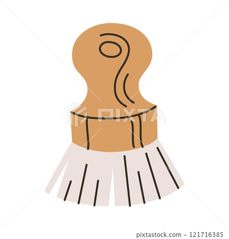 Vector illustration of flat cartoon brush with wooden handle and bristles. Minimalist cleaning tool design for household, bathroom, eco friendly decor, hygiene, and sustainable living Vector illustration of flat cartoon brush with wooden handle and bristles. Minimalist cleaning tool design for household, bathroom, eco friendly decor, hygiene, and sustainable living 121716385