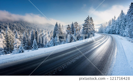 結冰的道路影像 121716428