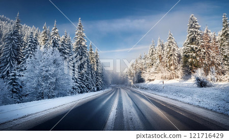 結冰的道路影像 121716429