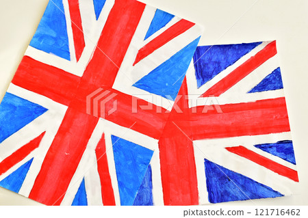 The flag of Great Britain painted with paints. 121716462