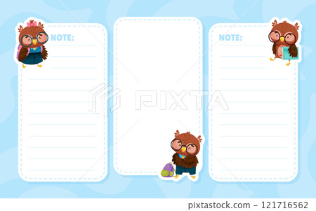 Note Card with Smart Owl Character as Forest Animal Vector Template Note Card with Smart Owl Character as Forest Animal Vector Template 121716562